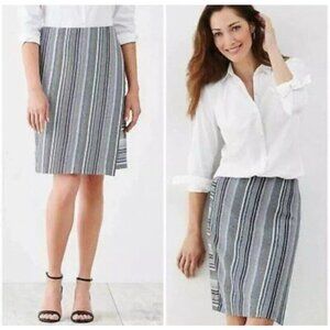 J Jill M Blue Breeze Mountain Faux Wrap Stretch Ponte Knit Pencil Skirt 9884